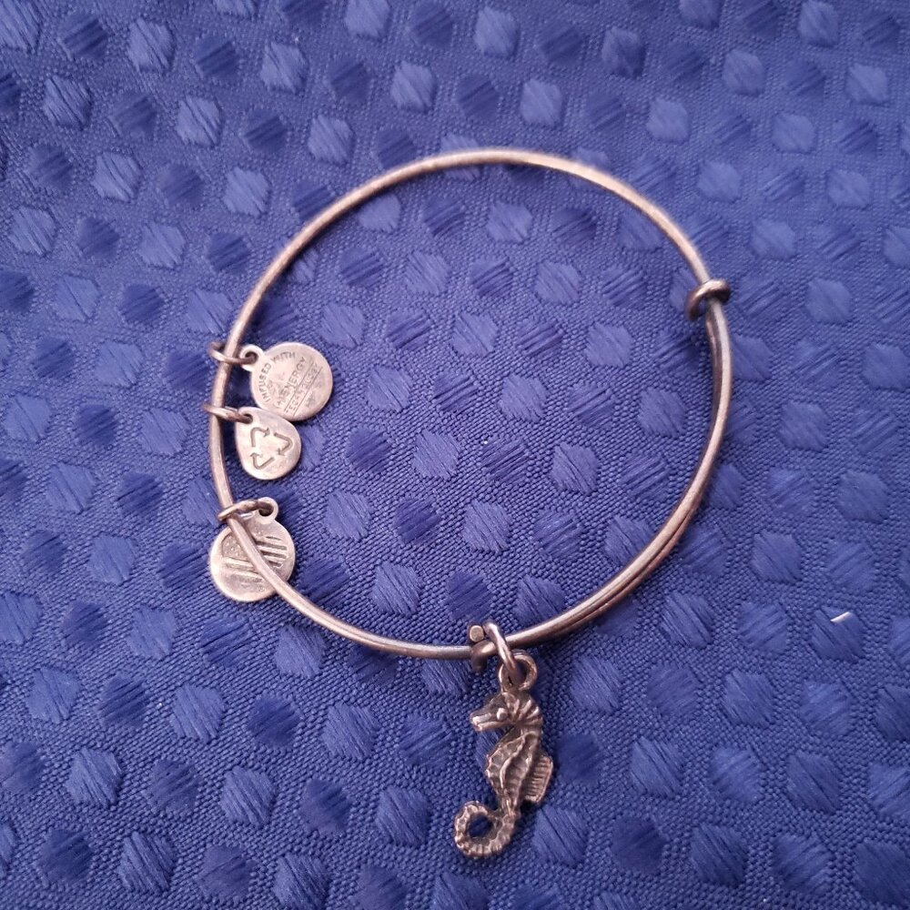 Alex and Ani Seahorse Beach Silver Charm Bracelet Adjustable Bangle     A299